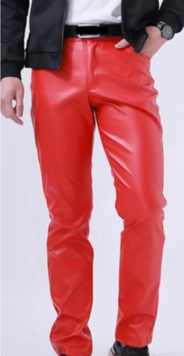 Bold Red Genuine Leather Pants - Statement Piece - RUGGAN