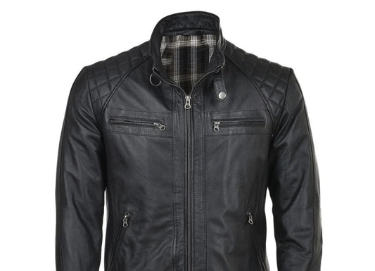 Men's Quilted Leather Moto Jacket — Tailored - RUGGAN