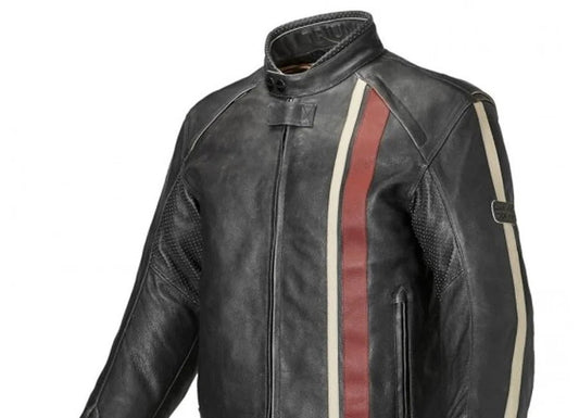 Men's Vintage Racing Leather Motorcycle Jacket - RUGGAN
