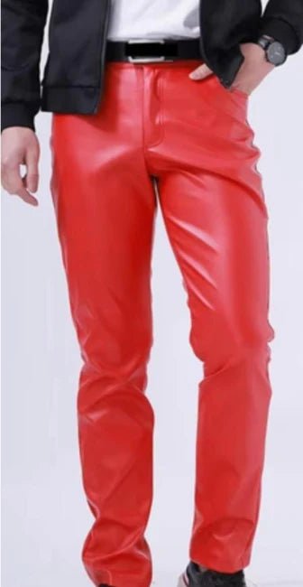 Women's Red Leather Pants — Glossy Tailored - RUGGAN