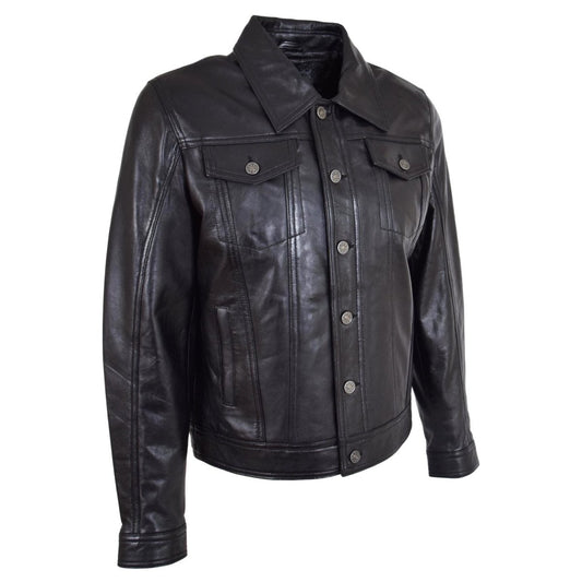 Classic Black Leather Trucker Jacket - RUGGAN