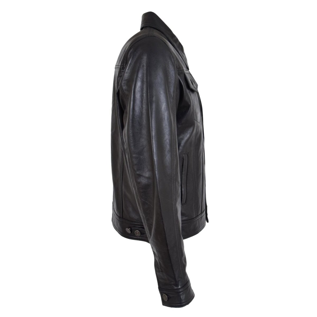 Classic Black Leather Trucker Jacket - RUGGAN