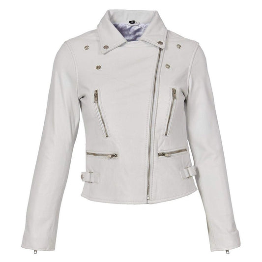 Classic Moto Leather Jacket - Light Grey - RUGGAN