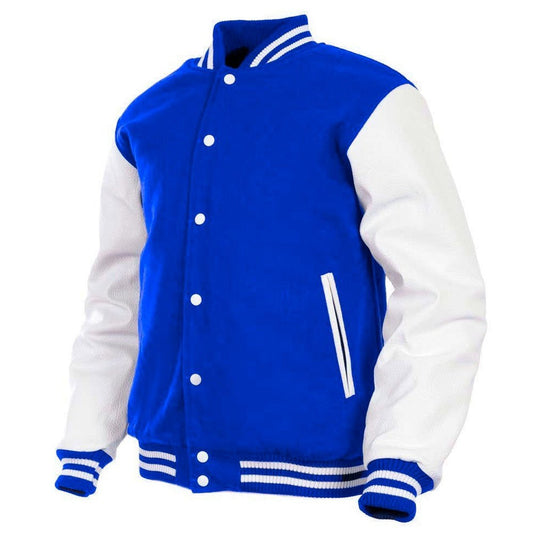 Classic Royal Blue Varsity Jacket - Timeless Athletic Style - RUGGAN