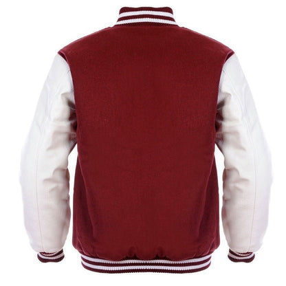 Classic Varsity Leather Burgundy & White Jacket - RUGGAN