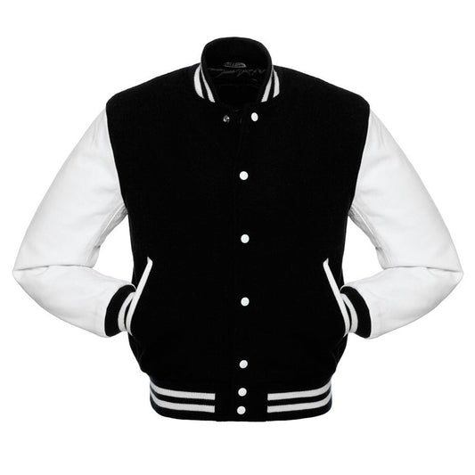 Classic Varsity Leather Jacket - Timeless Style Meets Modern Comfort Black & White - RUGGAN