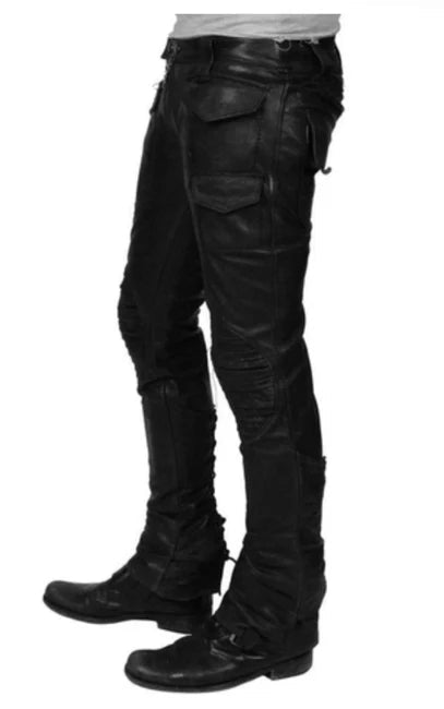 Women's Black Leather Cargo Pants — Utility Fit - RUGGAN