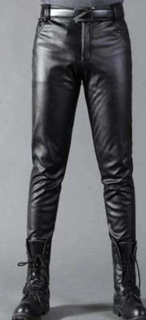 Women's Black Leather Pants — Belted Slim Fit - RUGGAN