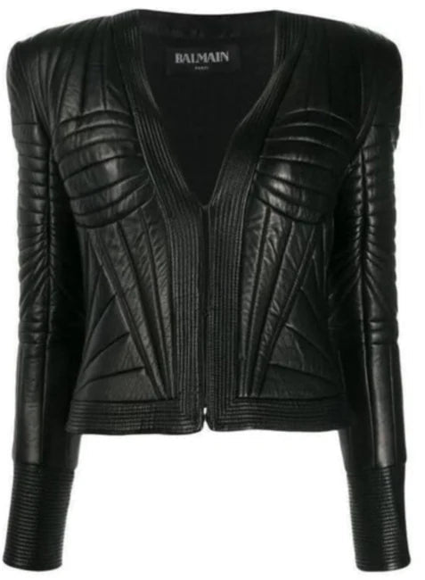 Women's Black Quilted Leather Jacket — Tailored - RUGGAN