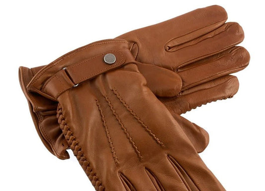 Women's Cognac Leather Driving Gloves - RUGGAN