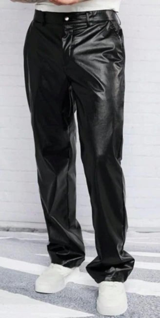 Women's Relaxed-Fit Leather Pants — Black - RUGGAN